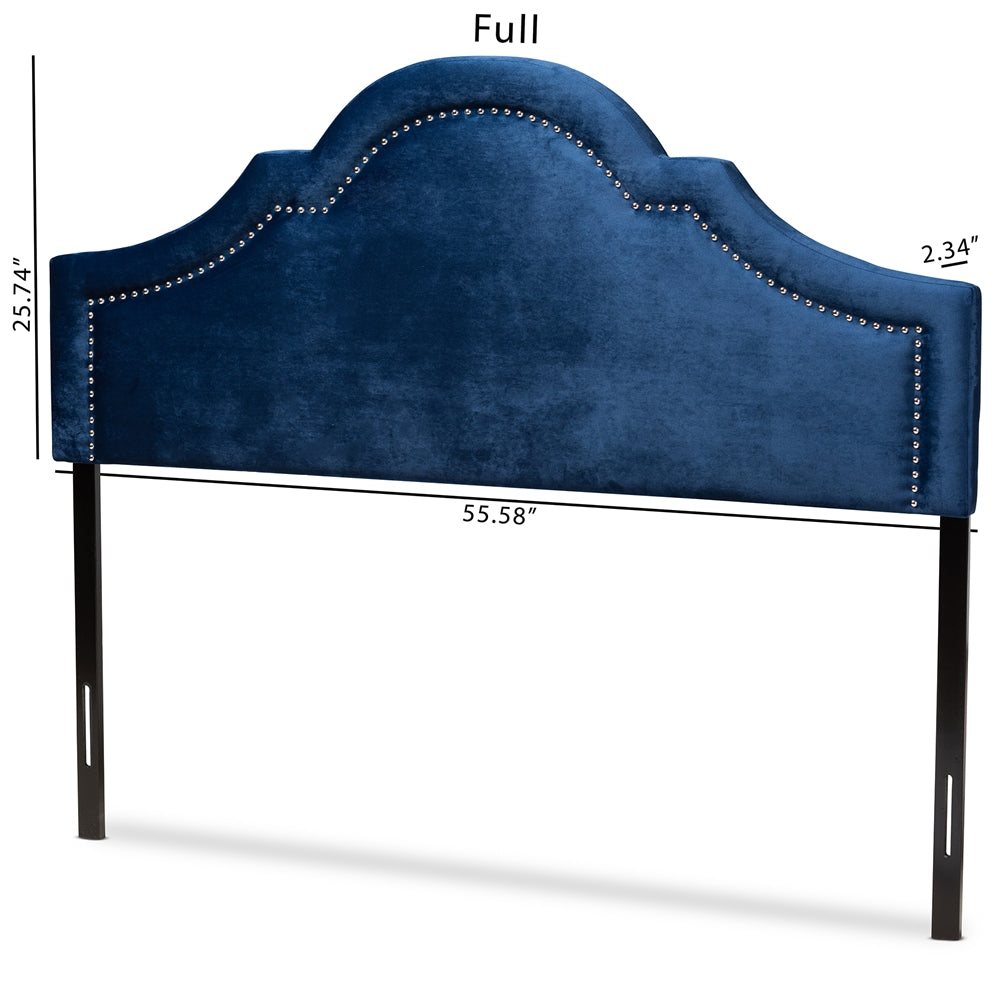 Rita Modern and Contemporary Navy Blue Velvet Fabric Upholstered Full Size Headboard