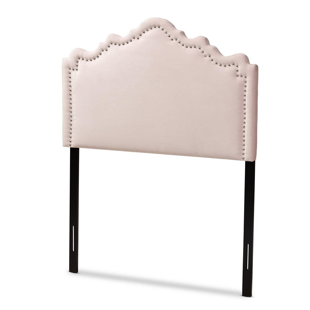 Nadeen Modern and Contemporary Light Pink Velvet Fabric Upholstered Twin Size Headboard