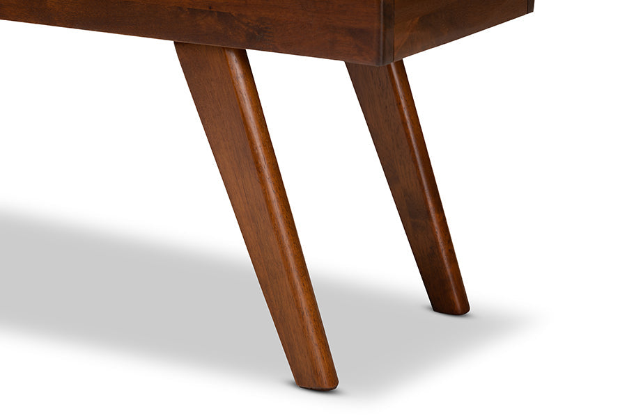 Alona Mid-Century Modern Medium Grey Fabric Upholstered Wood Dining Bench
