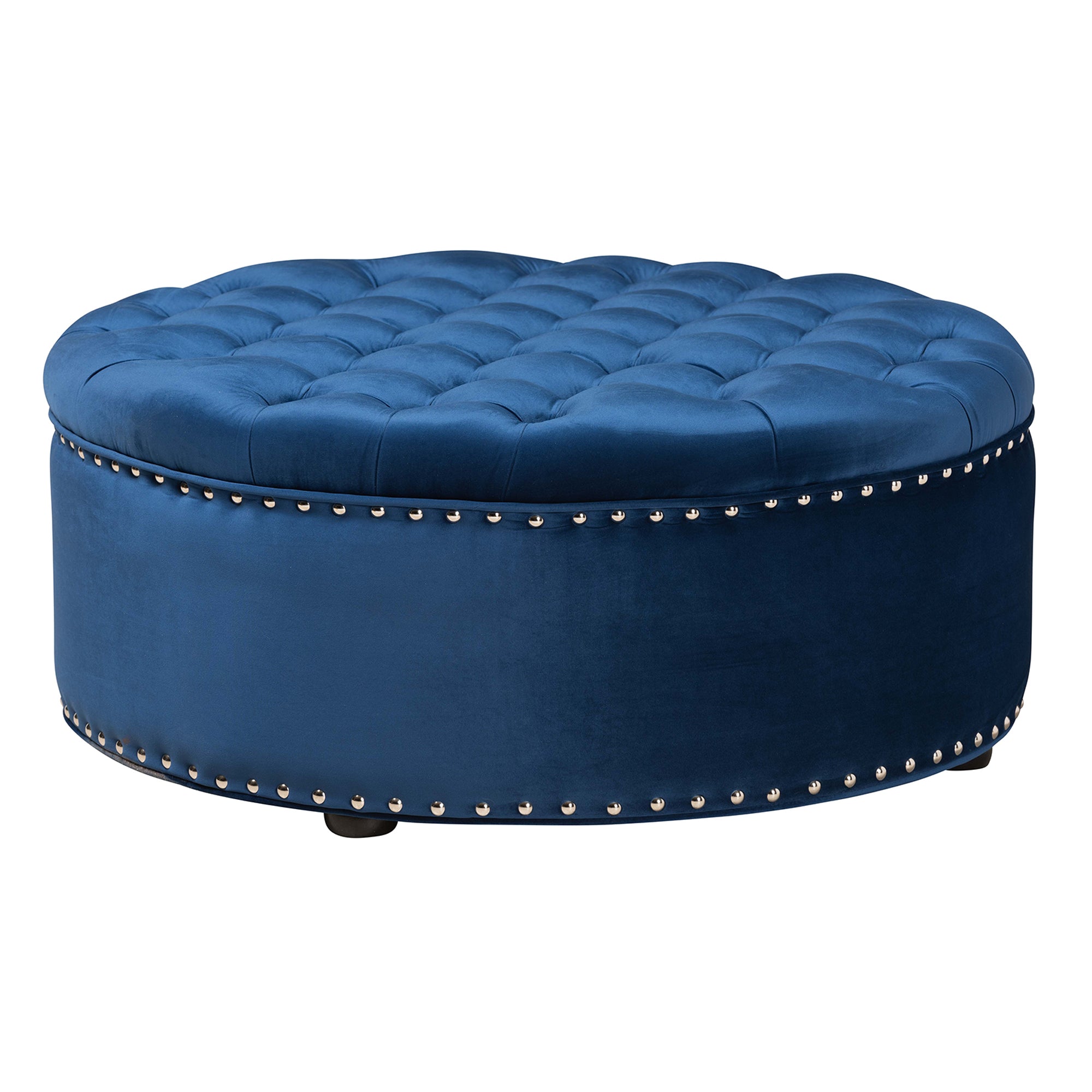 Baxton Studio Iglehart Modern and Contemporary Royal Blue Velvet Fabric Upholstered Tufted Cocktail Ottoman