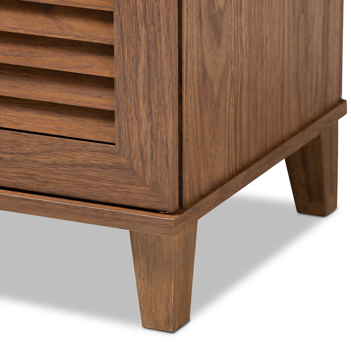 Coolidge Modern and Contemporary Walnut Finished 4-Shelf Wood Shoe Storage Cabinet
