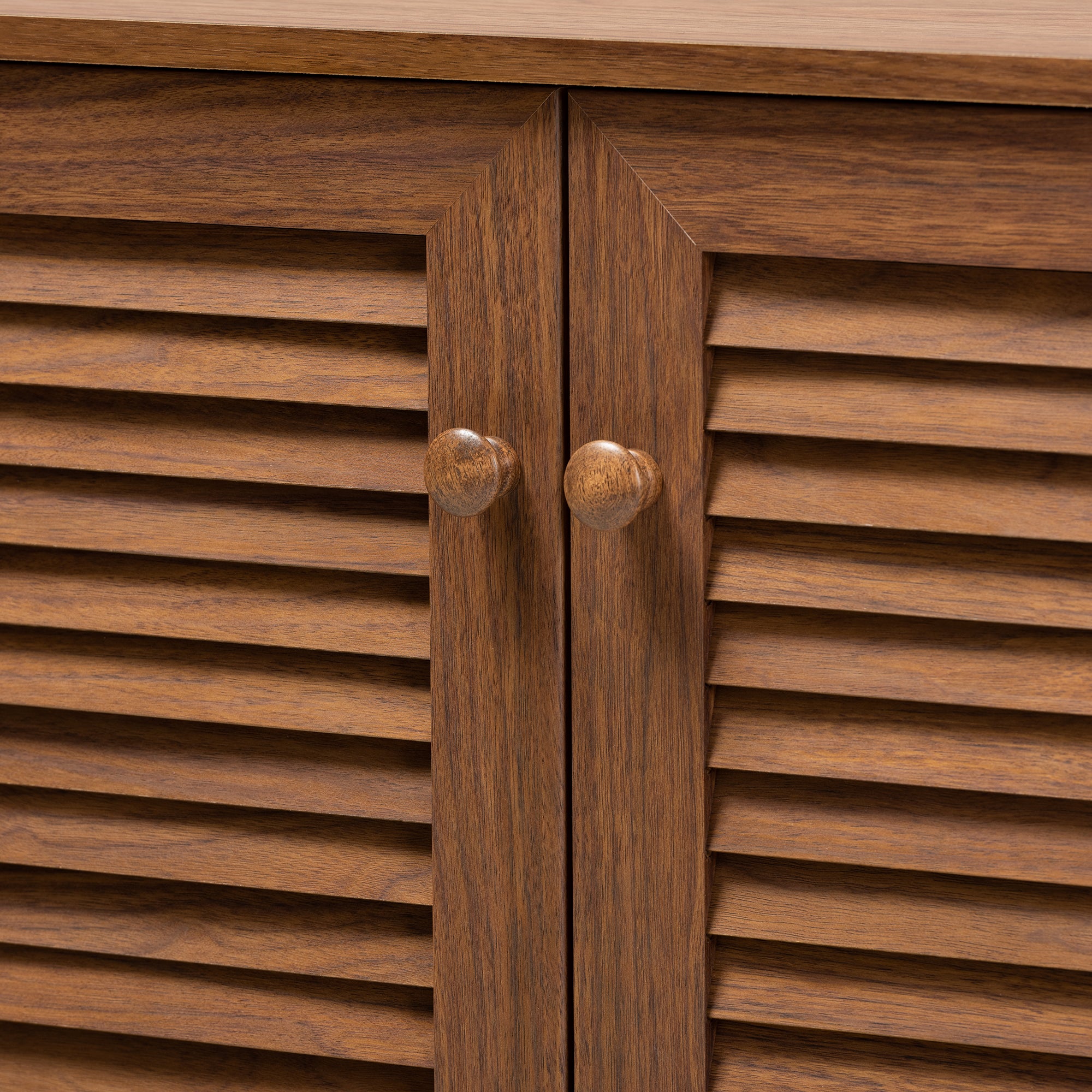 Coolidge Modern and Contemporary Walnut Finished 8-Shelf Wood Shoe Storage Cabinet