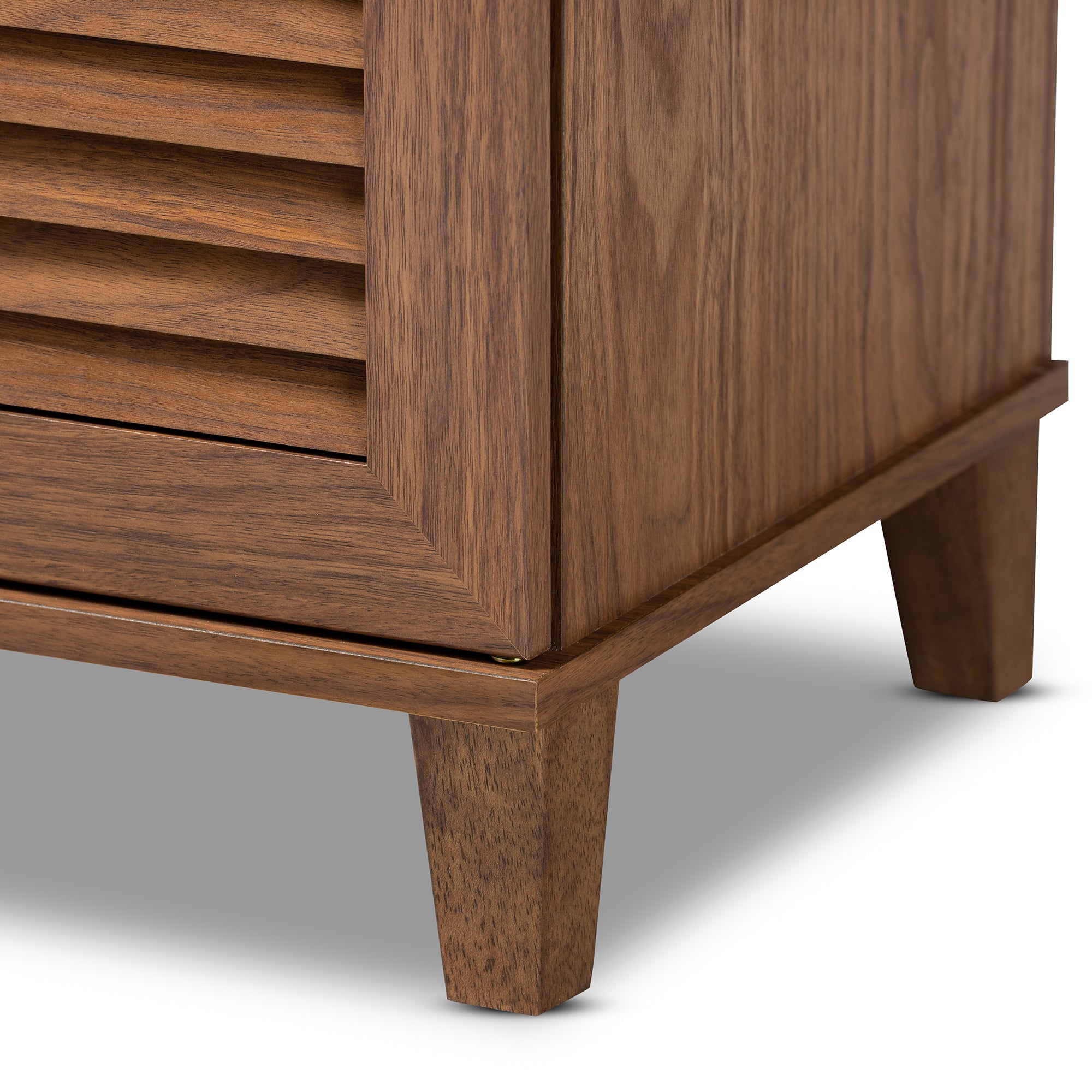 Coolidge Modern and Contemporary Walnut Finished 8-Shelf Wood Shoe Storage Cabinet