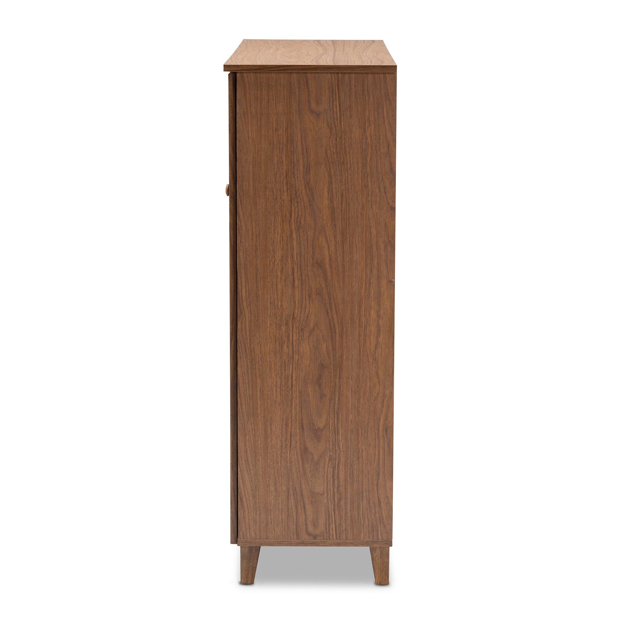 Coolidge Modern and Contemporary Walnut Finished 11-Shelf Wood Shoe Storage Cabinet with Drawer