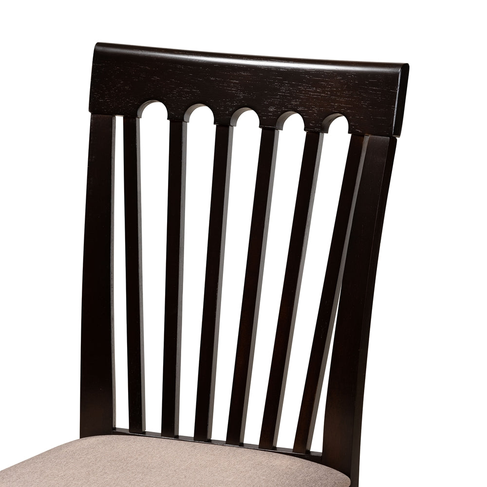 Nellie Modern and Contemporary Sand Fabric Upholstered and Dark Brown Finished Wood 5-Piece Dining Set