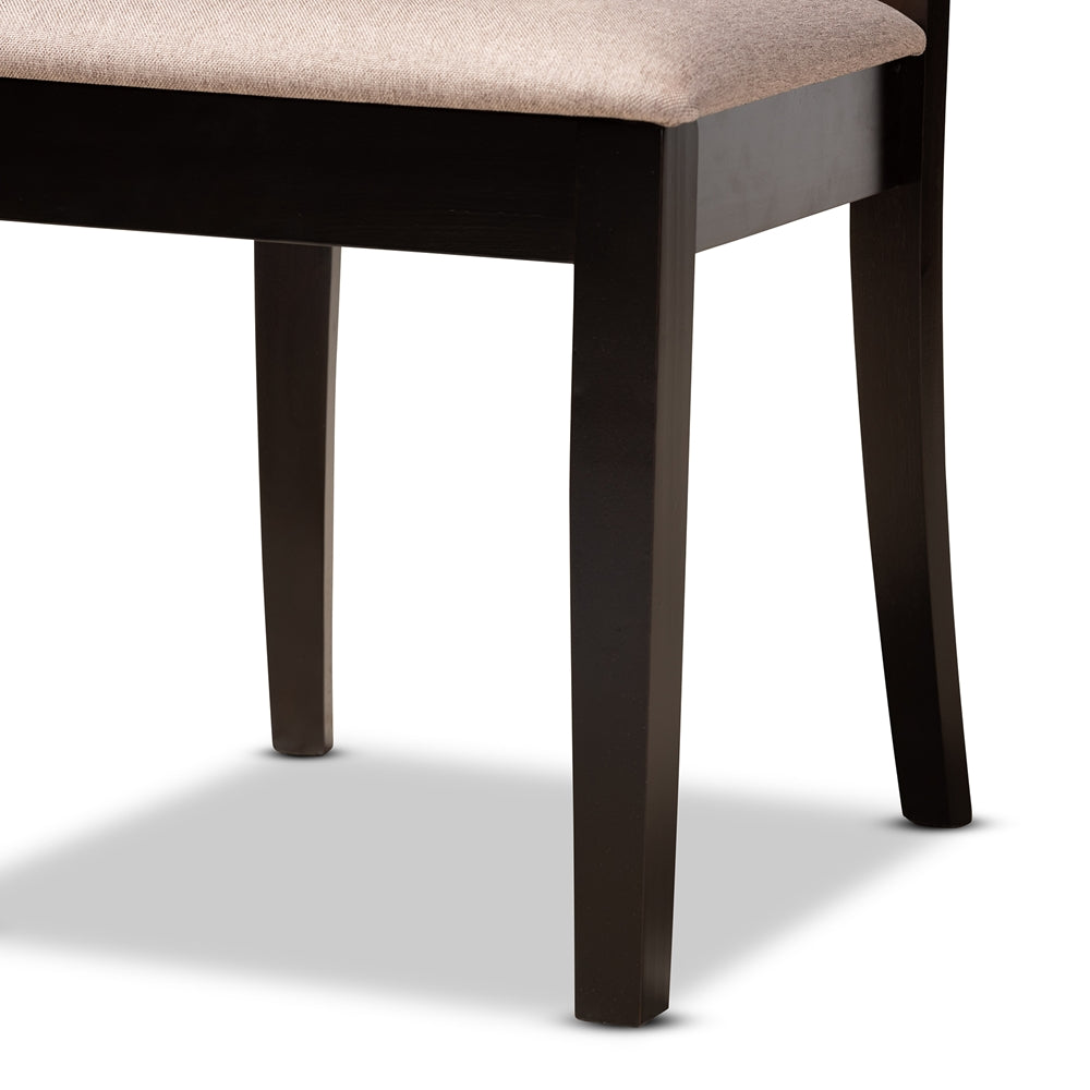 Nellie Modern and Contemporary Sand Fabric Upholstered and Dark Brown Finished Wood 5-Piece Dining Set