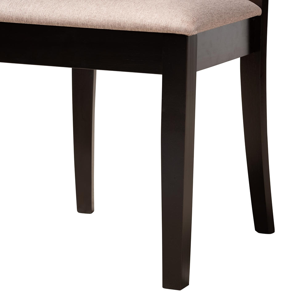 Bailey Modern Sand Fabric and Dark Brown Finished Wood 5-Piece Dining Set