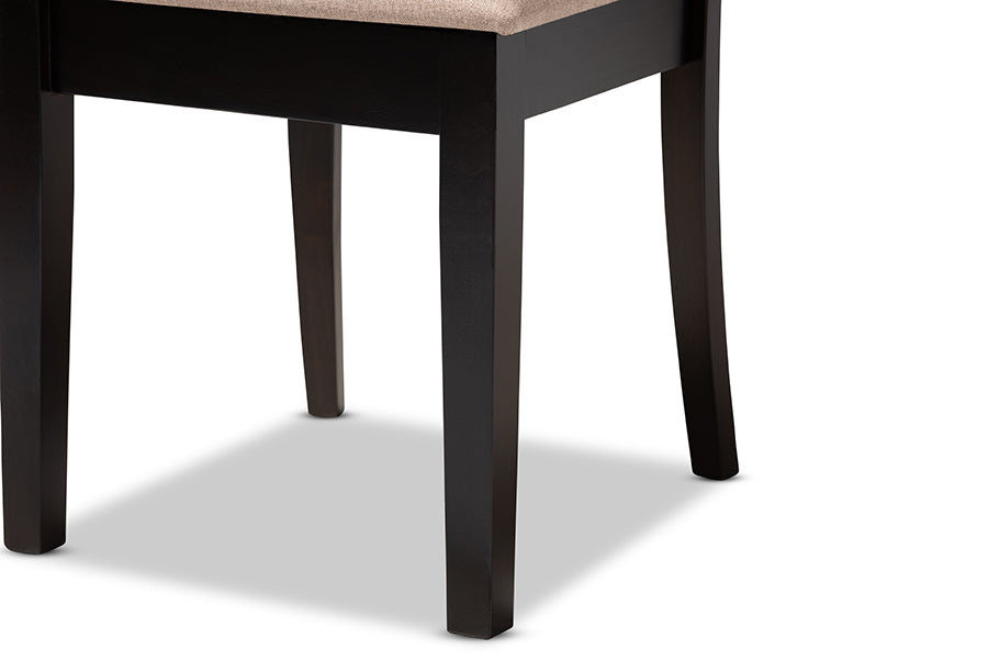 Minette Modern and Contemporary Sand Fabric Upholstered Espresso Brown Finished Wood Dining Chair Set of 4