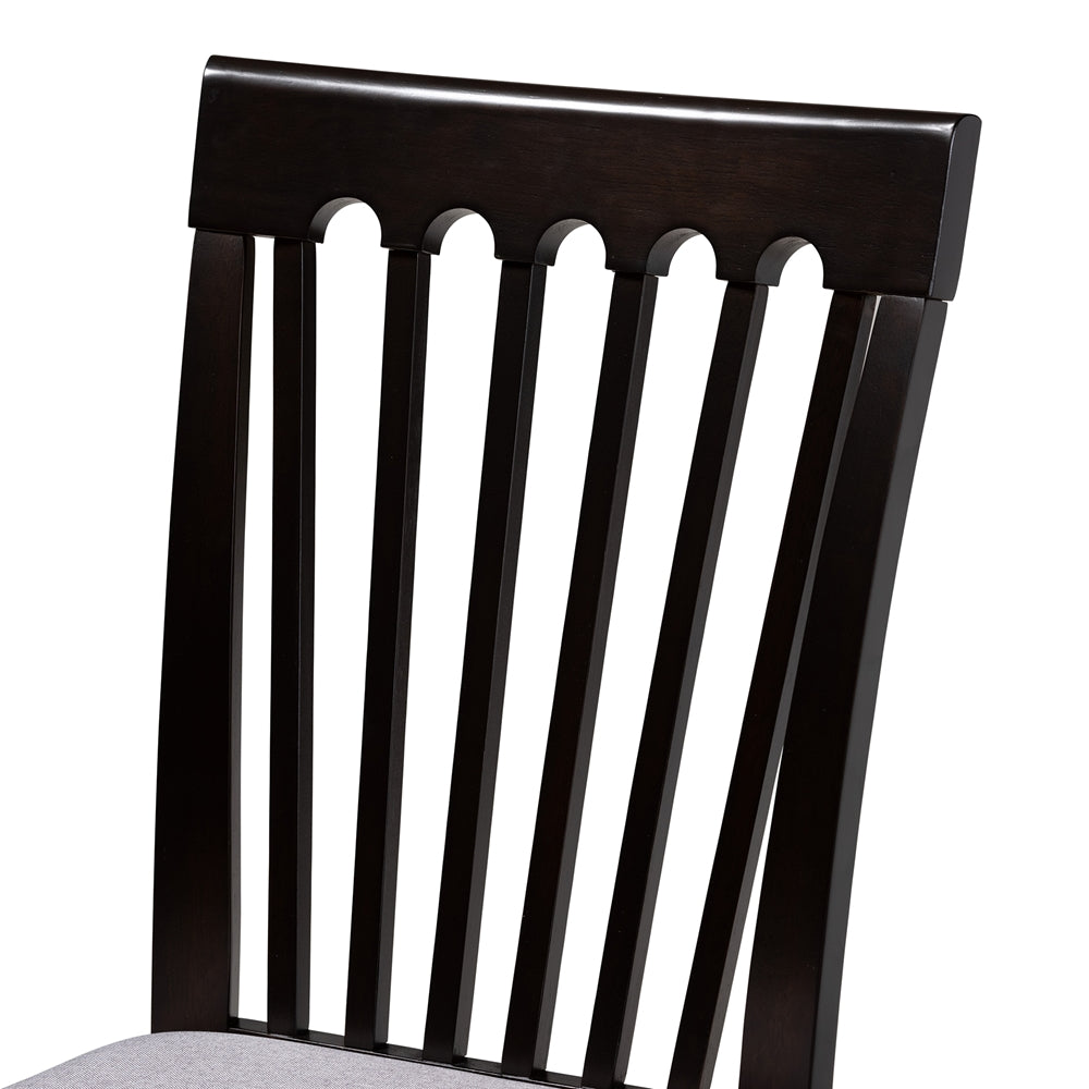 Nina Modern Grey Fabric and Espresso Brown Finished Wood 5-Piece Dining Set