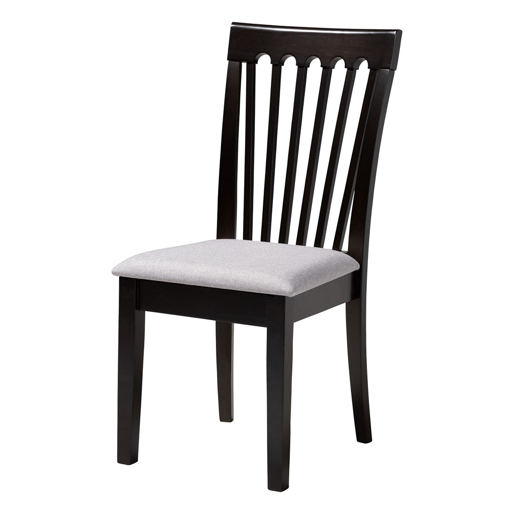 Marian Modern Grey Fabric and Dark Brown Finished Wood 5-Piece Dining Set