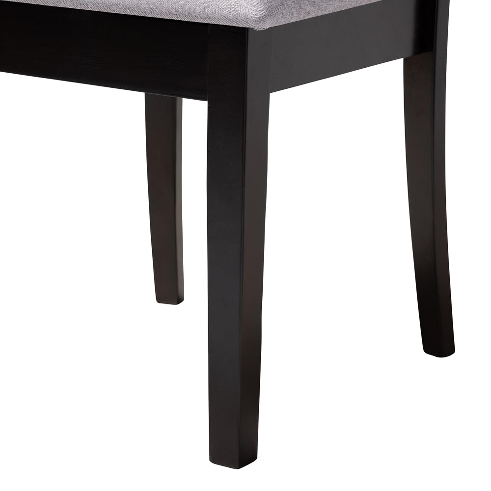 Marian Modern Grey Fabric and Dark Brown Finished Wood 5-Piece Dining Set
