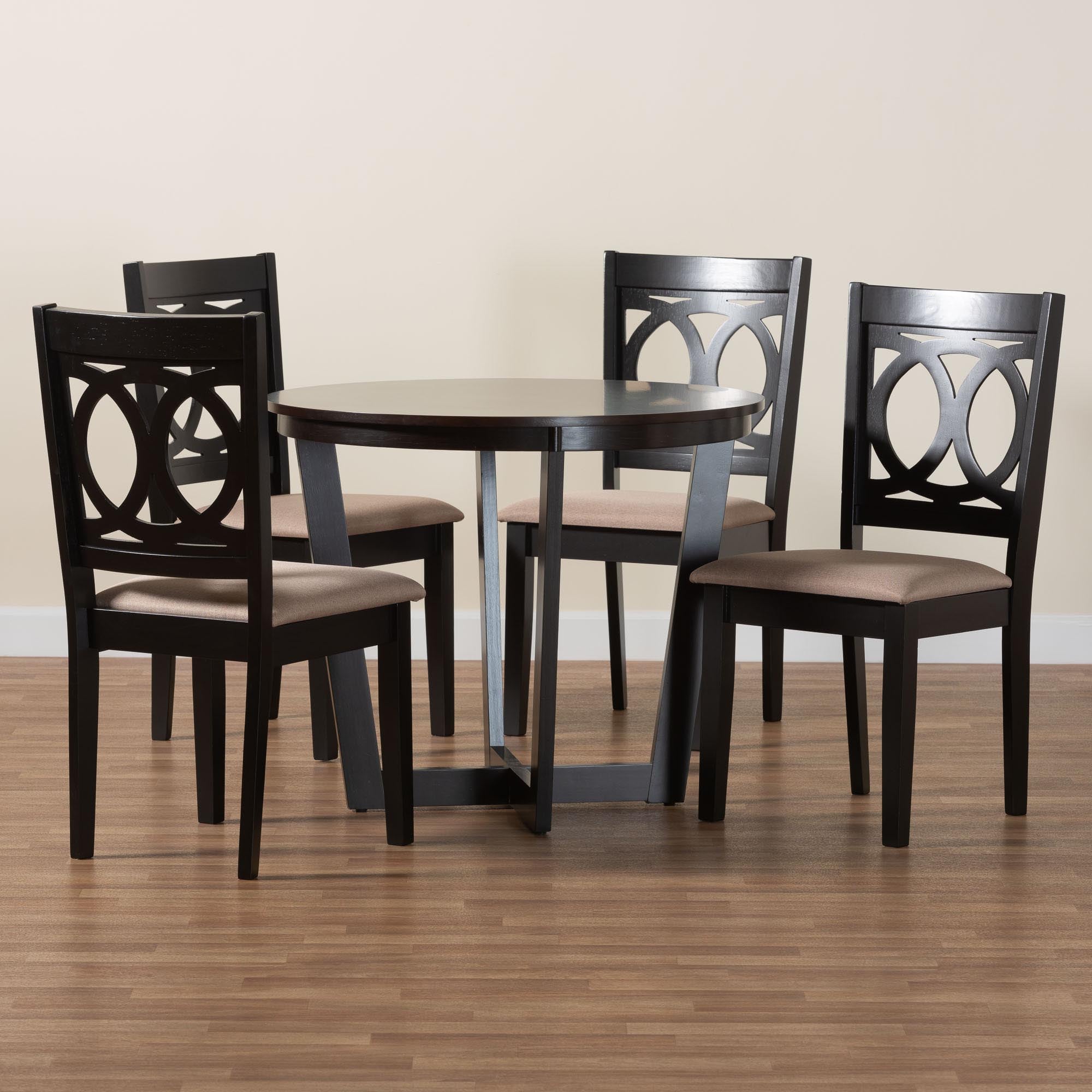 Kara Modern Sand and Dark Brown Finished Wood 5-Piece Dining Set