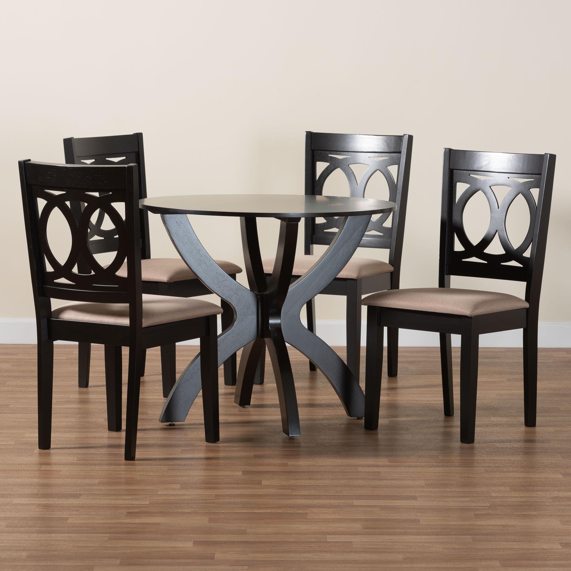 Rita Modern Sand and Dark Brown Finished Wood 5-Piece Dining Set