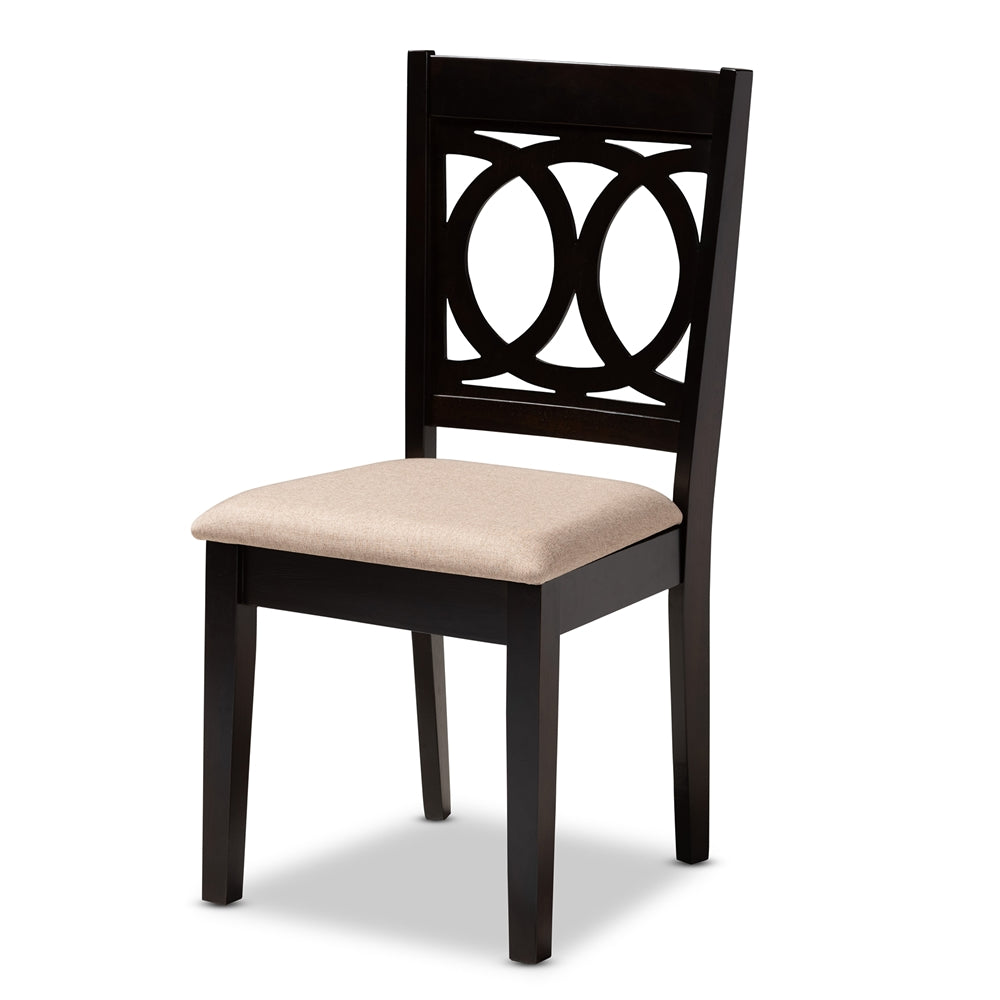 Bennett Modern and Contemporary Sand Fabric Upholstered and Dark Brown Finished Wood 6-Piece Dining Set