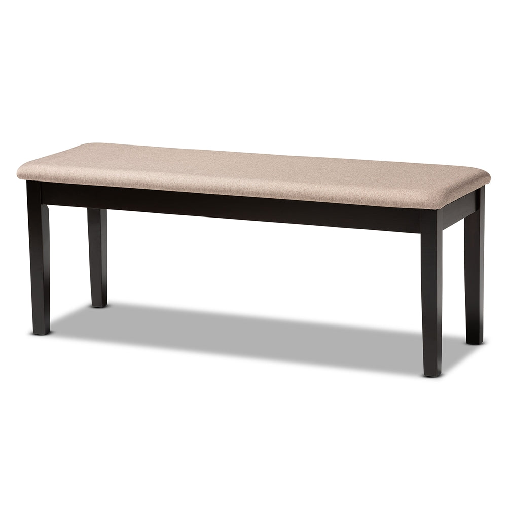 Bennett Modern and Contemporary Sand Fabric Upholstered and Dark Brown Finished Wood 6-Piece Dining Set