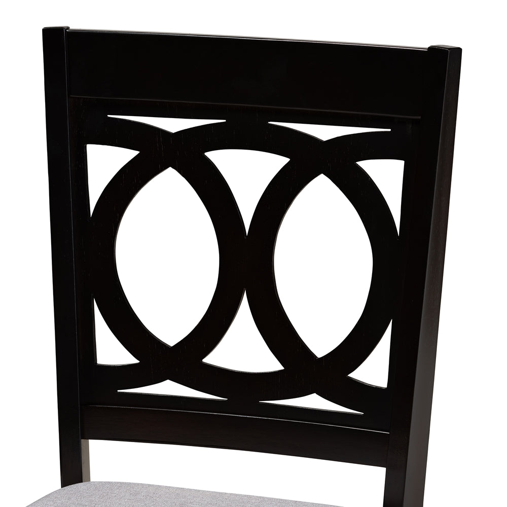Lenoir Modern and Contemporary Grey Fabric Upholstered Espresso Brown Finished Wood 7-Piece Dining Set