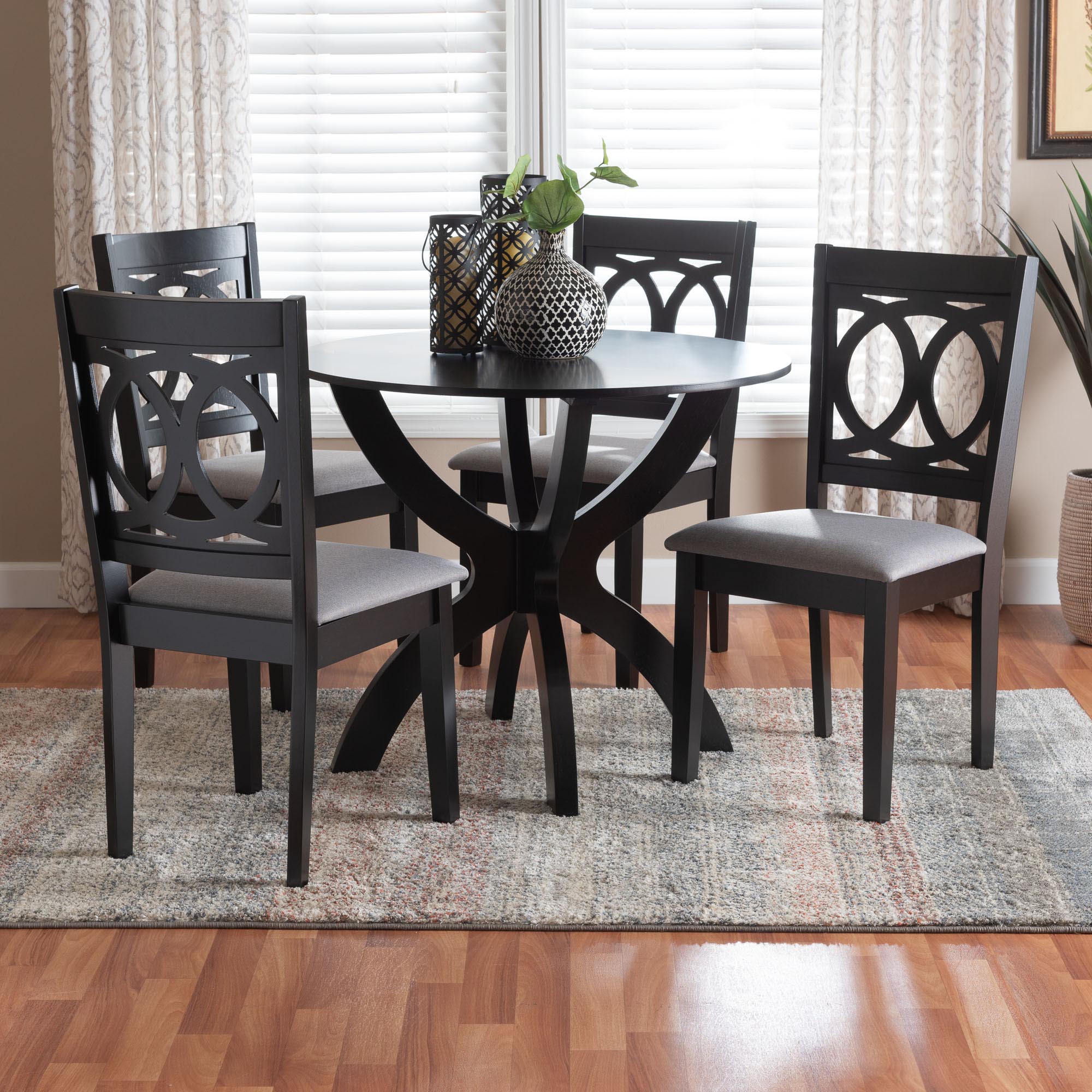 Rita Modern Grey and Dark Brown Finished Wood 5-Piece Dining Set