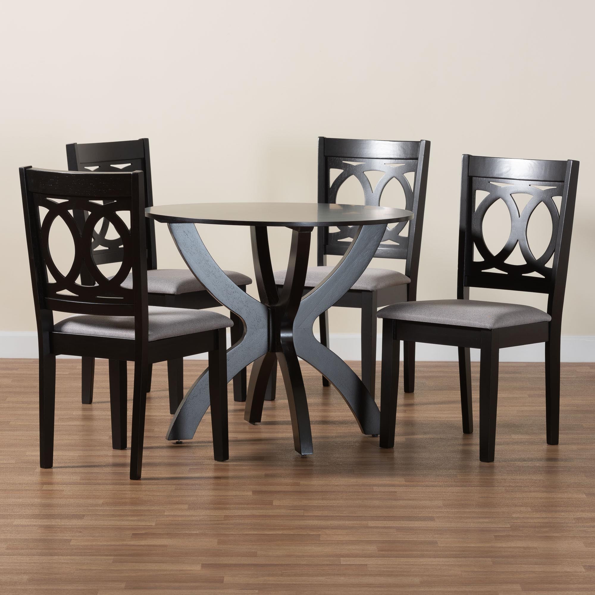 Rita Modern Grey and Dark Brown Finished Wood 5-Piece Dining Set