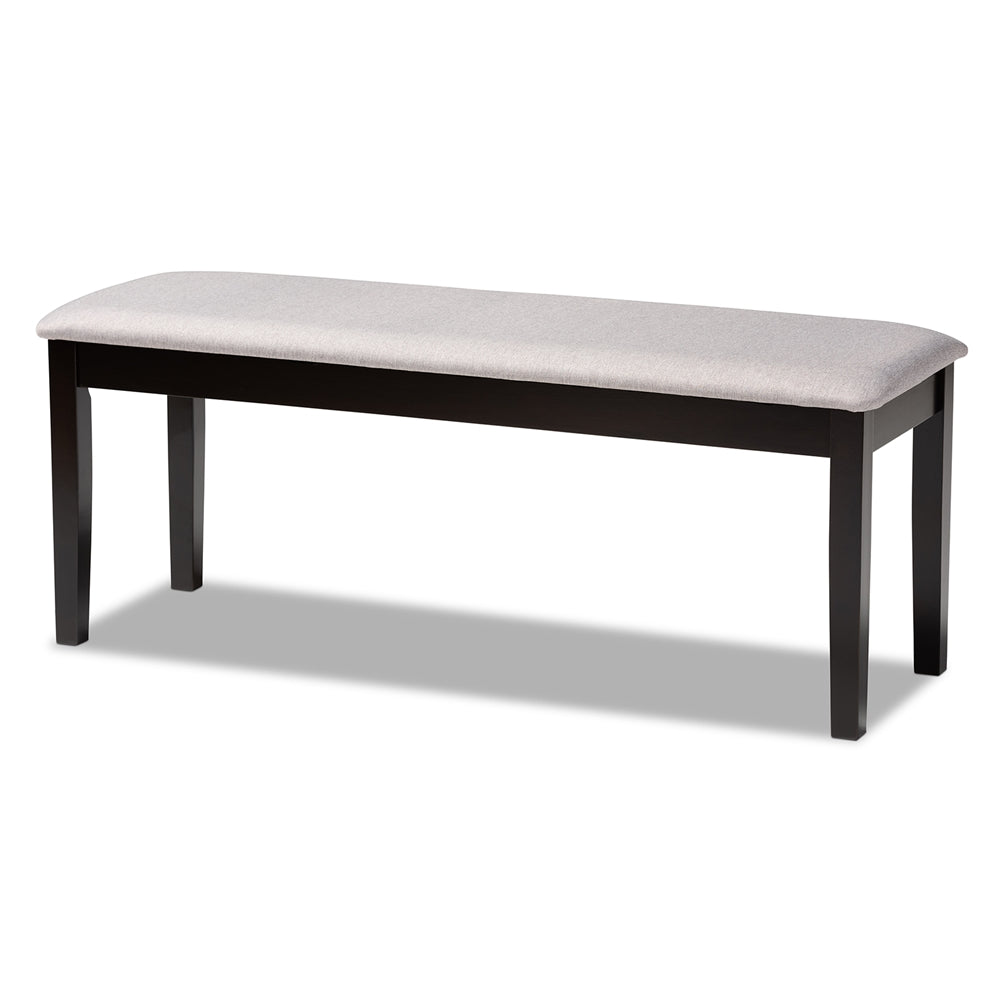 Bennett Modern and Contemporary Grey Fabric Upholstered and Dark Brown Finished Wood 6-Piece Dining Set