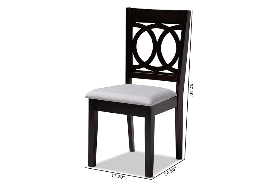 Lenoir Modern and Contemporary Grey Fabric Upholstered Espresso Brown Finished Wood Dining Chair Set of 4