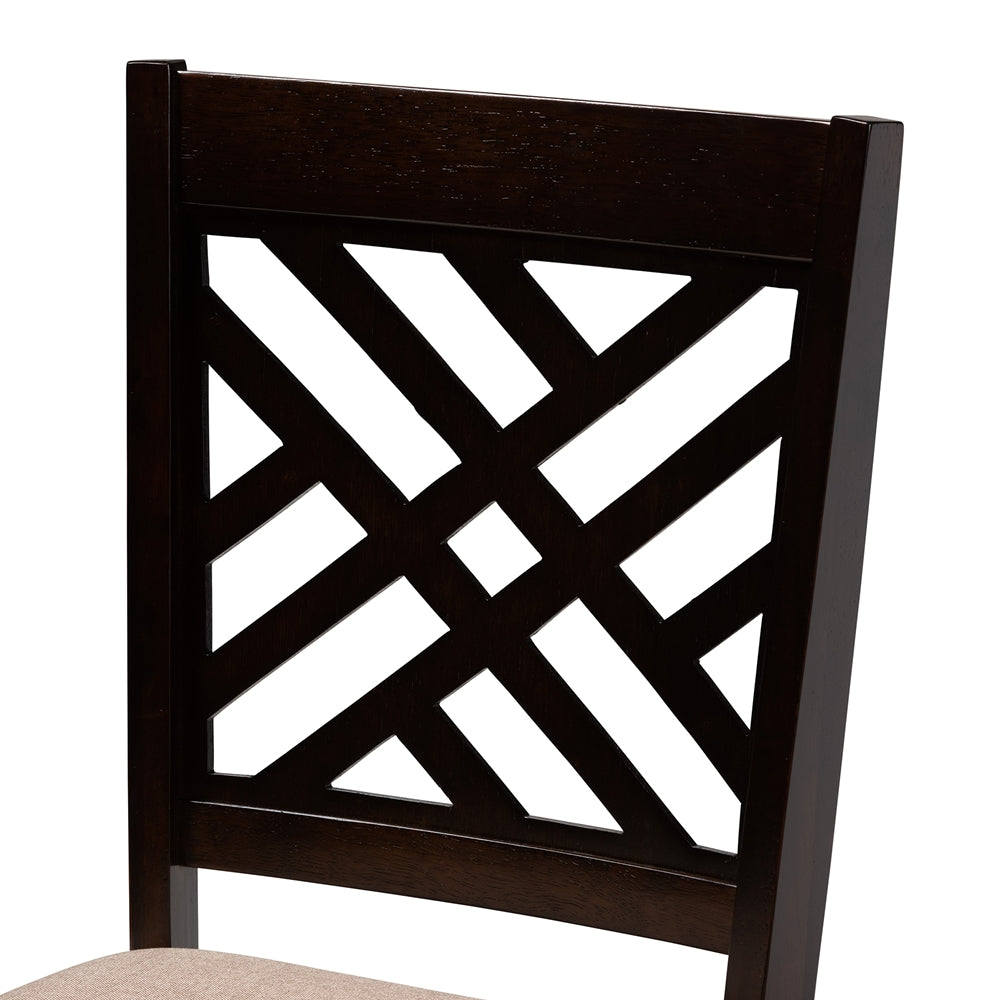 Ellie Modern Beige Fabric and Dark Brown Finished Wood 5-Piece Dining Set