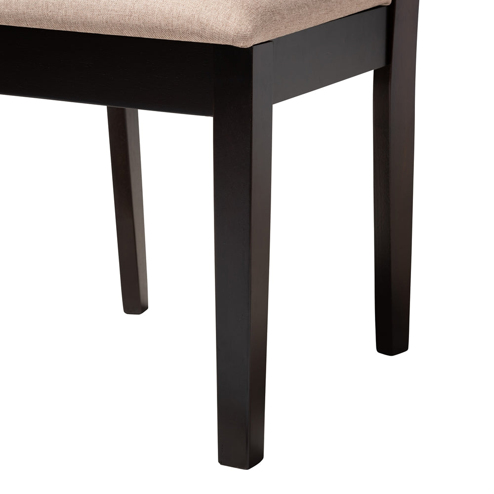 Ellie Modern Beige Fabric and Dark Brown Finished Wood 5-Piece Dining Set