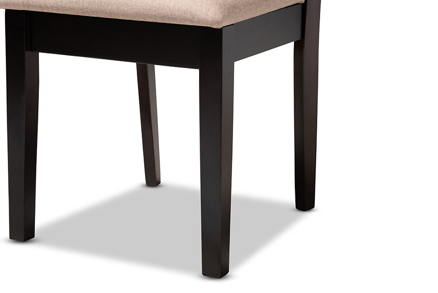 Caron Modern and Contemporary Sand Fabric Upholstered Espresso Brown Finished Wood Dining Chair Set of 4