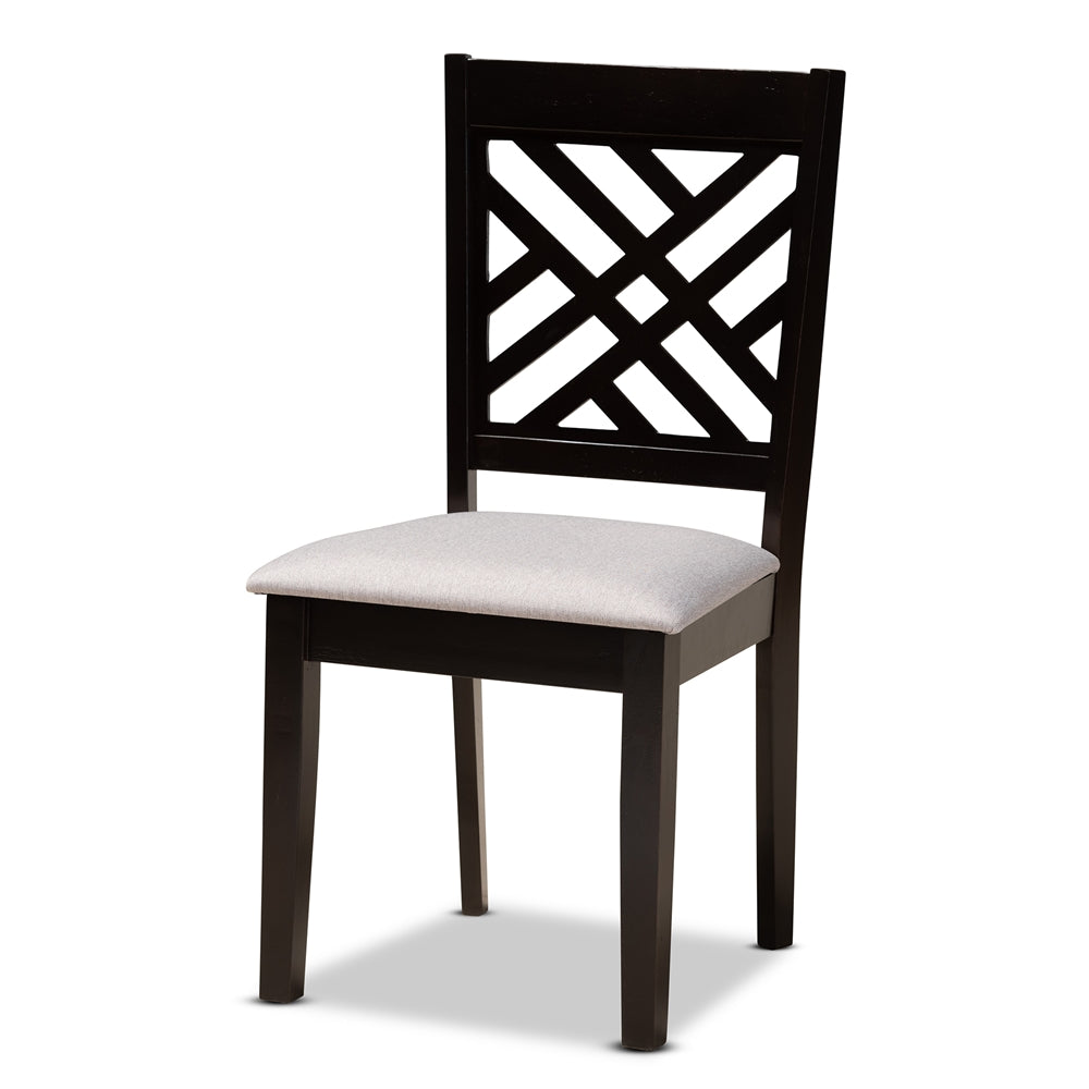 Lilly Modern and Contemporary Grey Fabric Upholstered and Dark Brown Finished Wood 5-Piece Dining Set