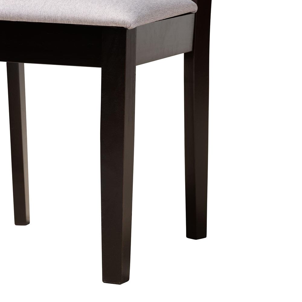 Elise Modern Grey Fabric and Dark Brown Finished Wood 5-Piece Dining Set