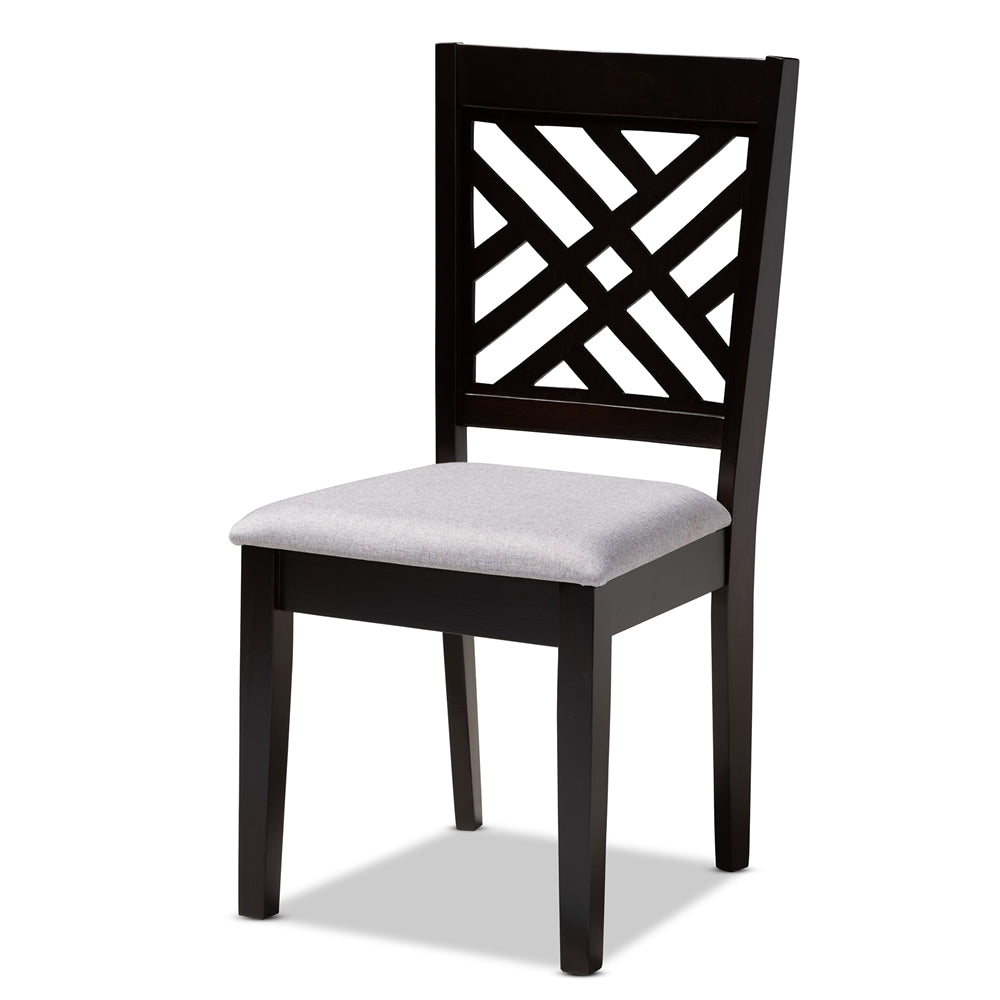 Gustavo Modern and Contemporary Grey Fabric Upholstered and Dark Brown Finished Wood 6-Piece Dining Set
