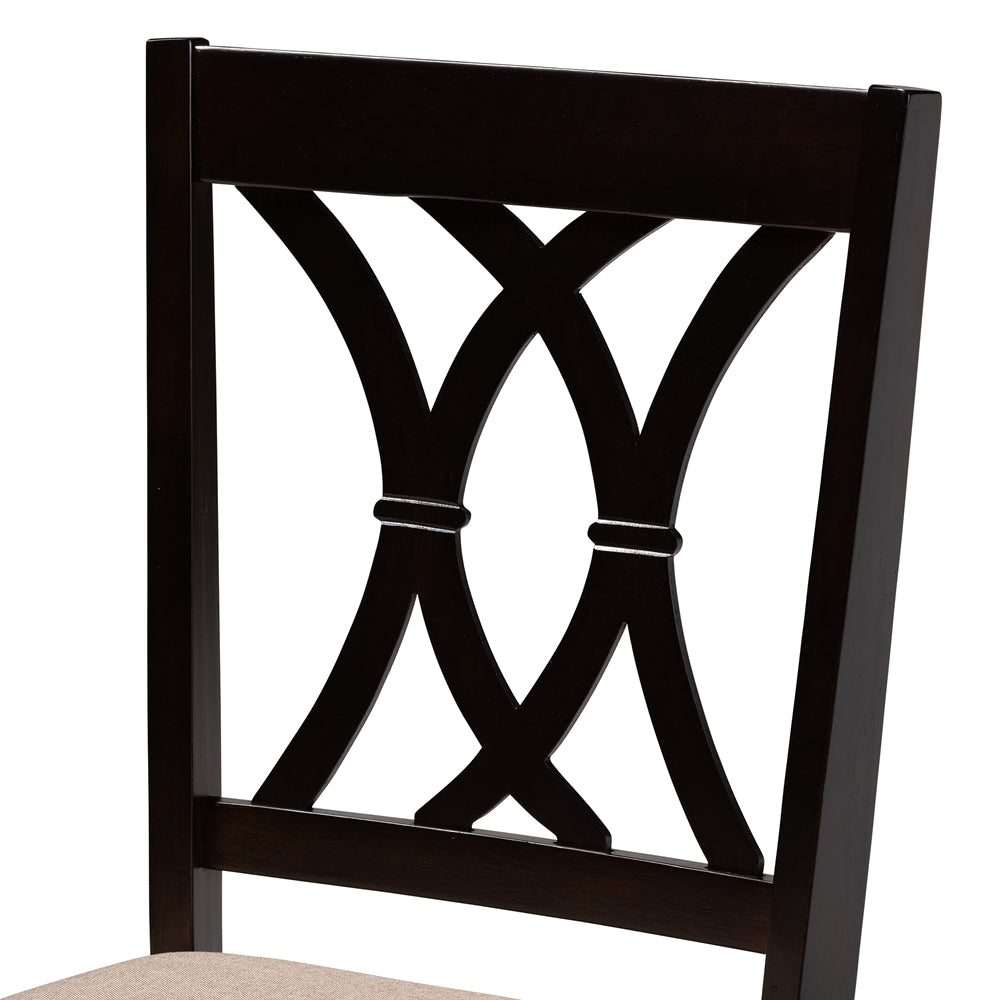 Maya Modern Beige Fabric and Espresso Brown Finished Wood 5-Piece Dining Set