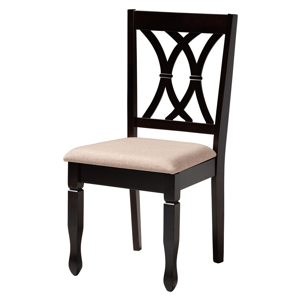 April Modern Sand Fabric and Dark Brown Finished Wood 5-Piece Dining Set