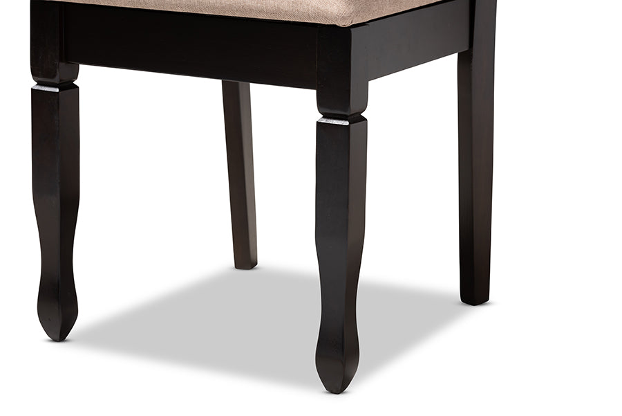 Reneau Modern and Contemporary Sand Fabric Upholstered Espresso Brown Finished Wood Dining Chair Set of 4