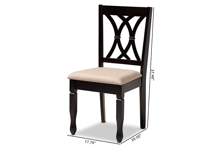 Reneau Modern and Contemporary Sand Fabric Upholstered Espresso Brown Finished Wood Dining Chair Set of 4