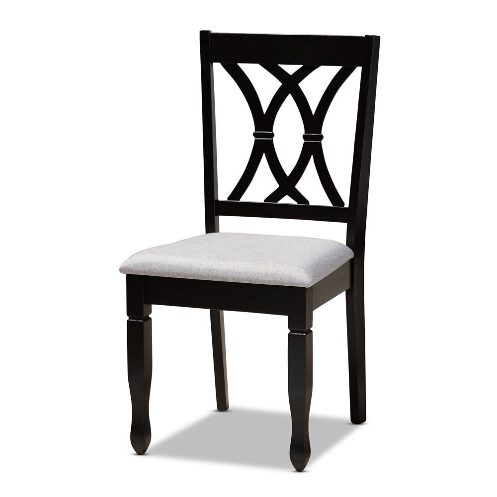 Reneau Modern and Contemporary Grey Fabric Upholstered Espresso Brown Finished Wood 7-Piece Dining Set