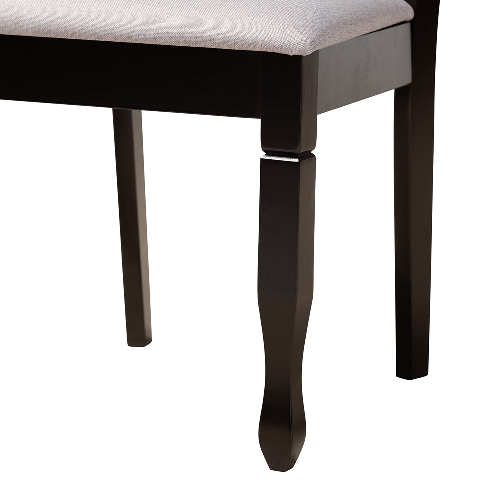 Maya Modern Grey Fabric and Espresso Brown Finished Wood 5-Piece Dining Set