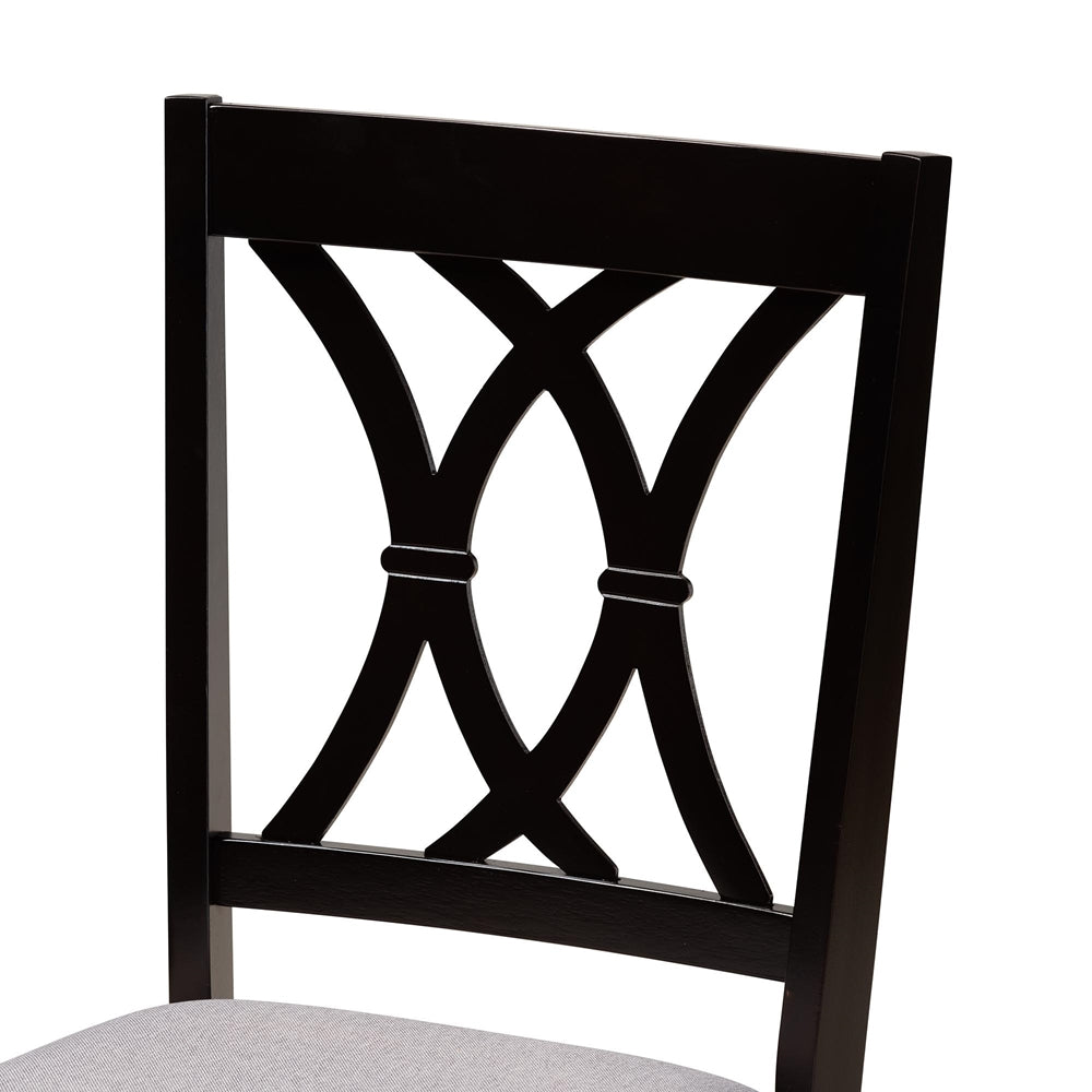 Aggie Modern Grey Fabric and Dark Brown Finished Wood 5-Piece Dining Set