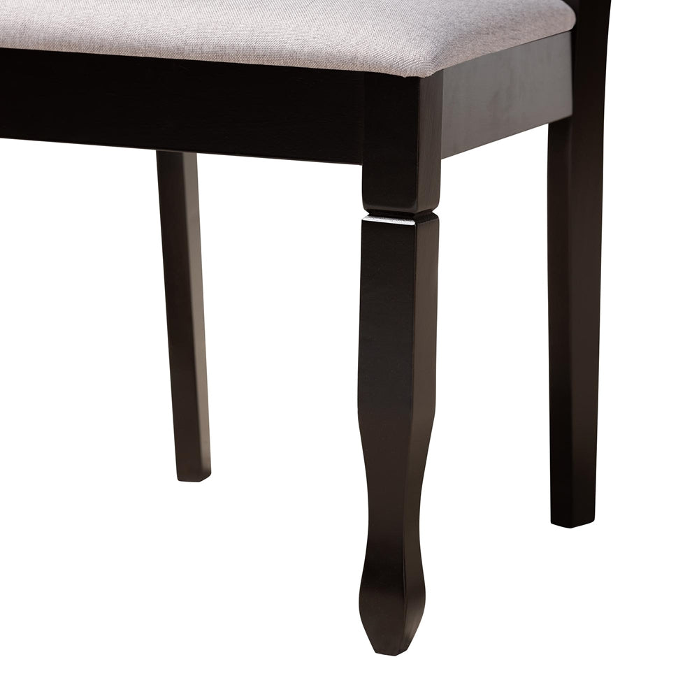 Aggie Modern Grey Fabric and Dark Brown Finished Wood 5-Piece Dining Set