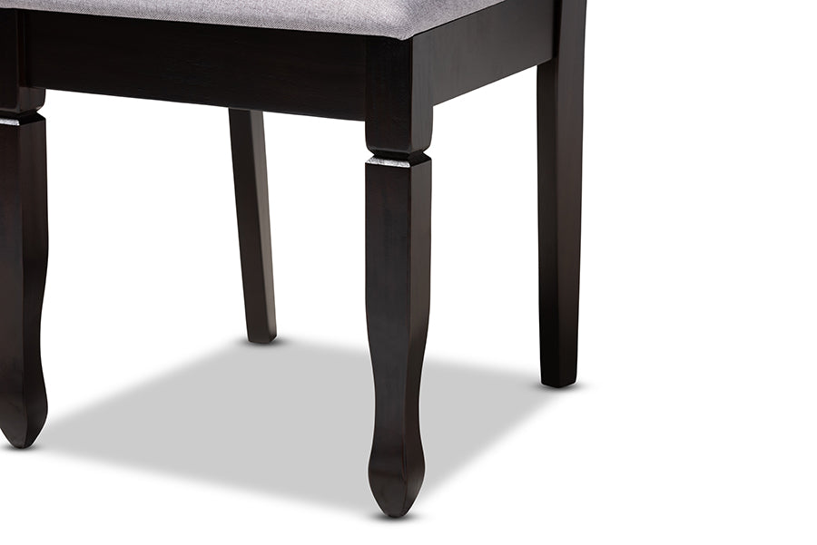 Reneau Modern and Contemporary Grey Fabric Upholstered Espresso Brown Finished Wood Dining Chair Set of 4