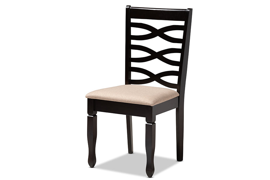 Lanier Modern and Contemporary Sand Fabric Upholstered Espresso Brown Finished Wood Dining Chair Set of 4
