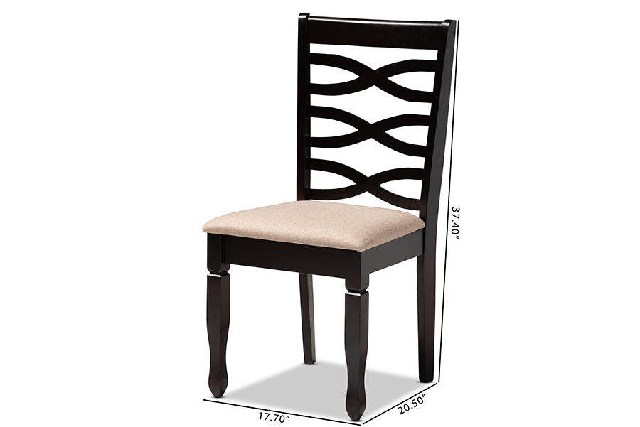 Lanier Modern and Contemporary Sand Fabric Upholstered Espresso Brown Finished Wood Dining Chair Set of 4