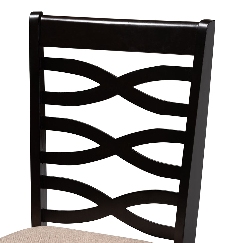 Lanier Modern and Contemporary Sand Fabric Upholstered Espresso Brown Finished Wood 5-Piece Dining Set