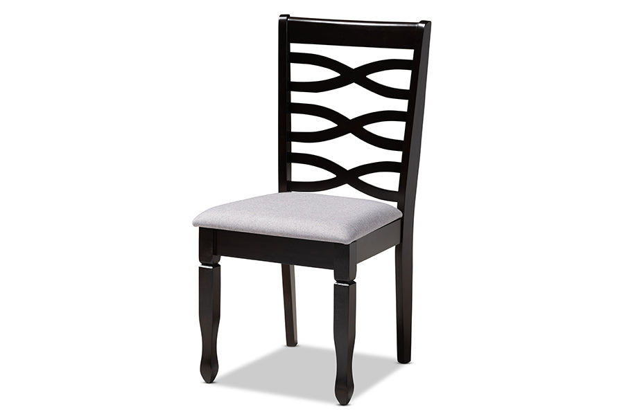 Lanier Modern and Contemporary Grey Fabric Upholstered Espresso Brown Finished Wood Dining Chair Set of 4