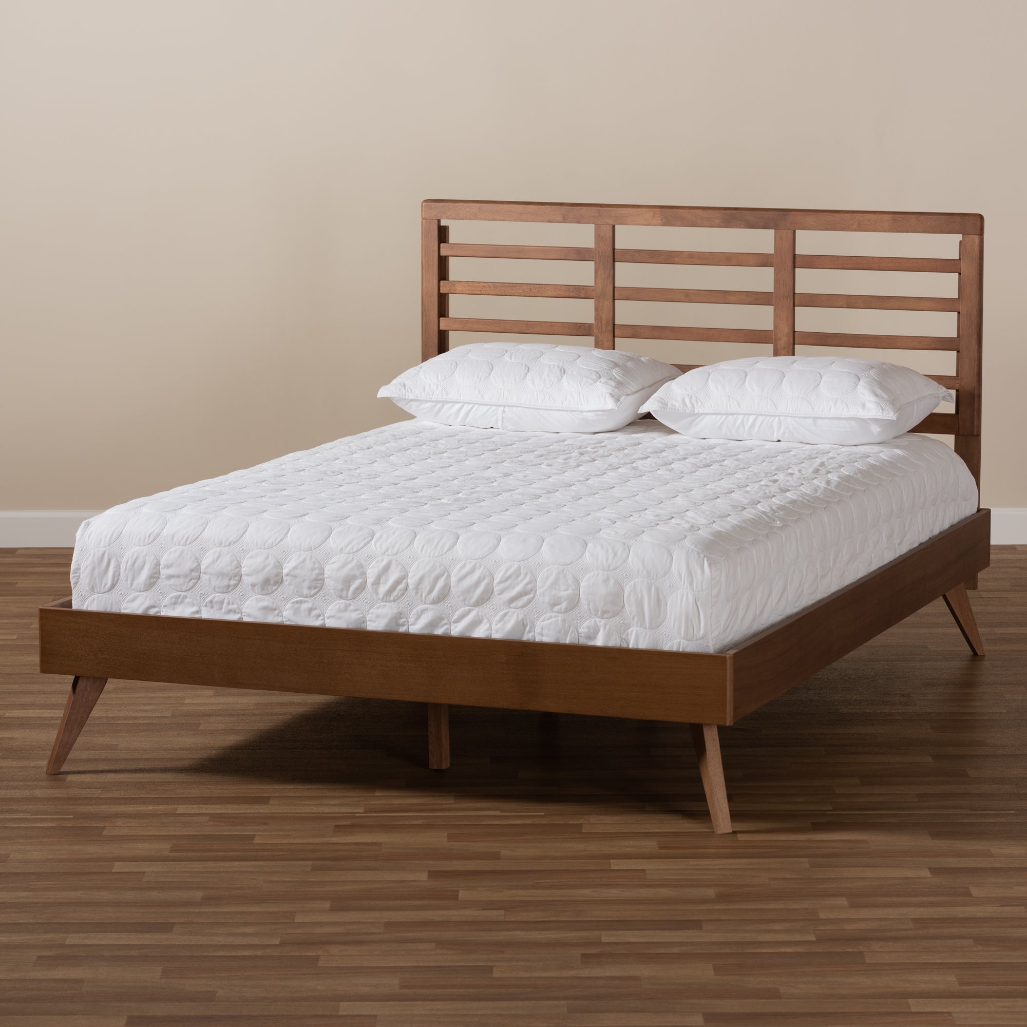 Calisto Walnut Brown Finished Wood Queen Size Platform Bed