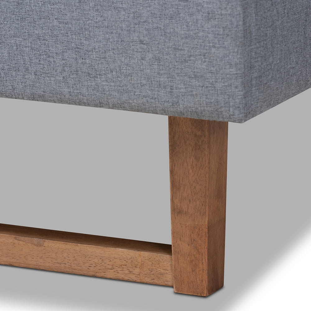Gabriela Dark Grey Fabric and Ash Walnut Brown Finish Wood Full Size Bed