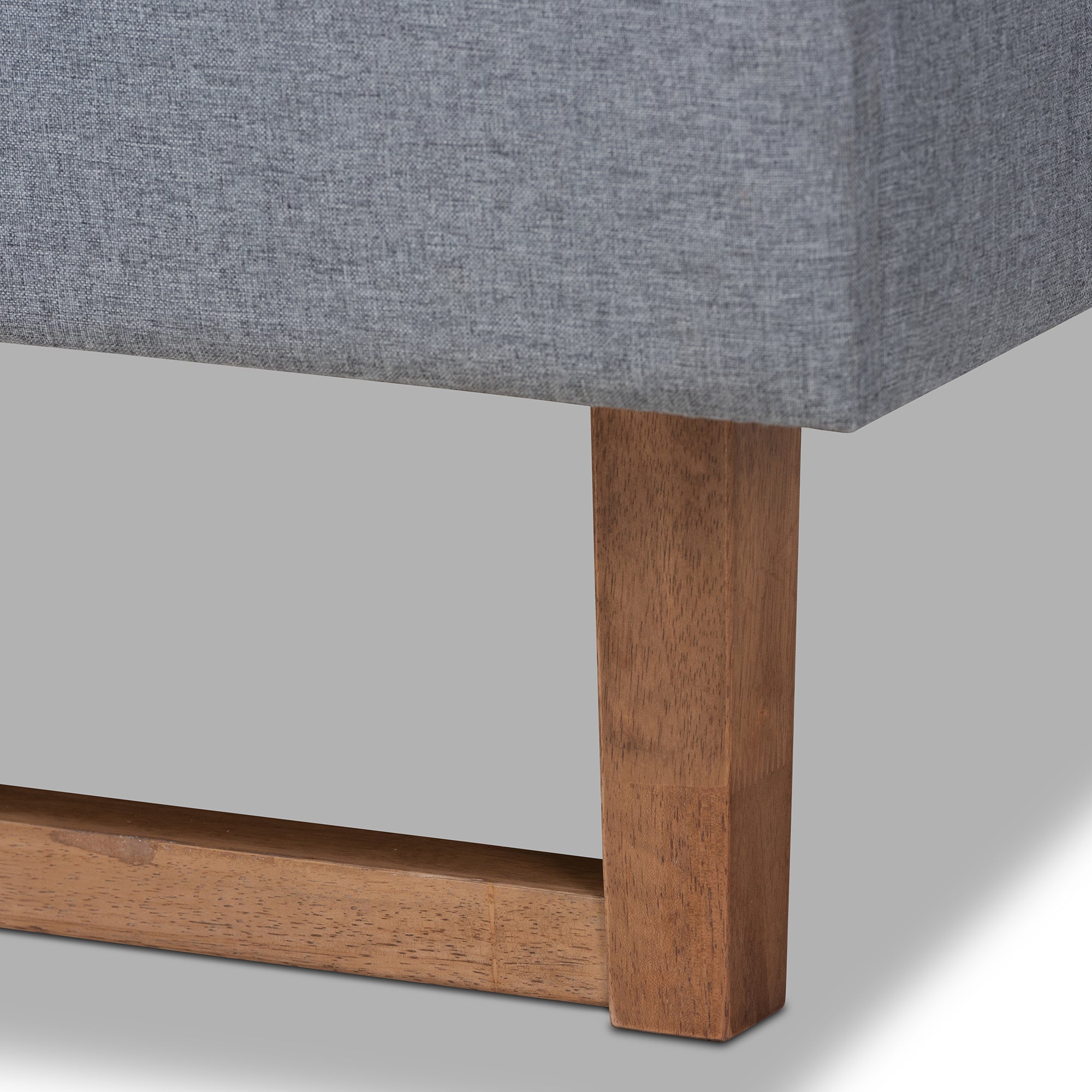 Gabriela Dark Grey Fabric and Ash Walnut Brown Finished Queen Size Bed