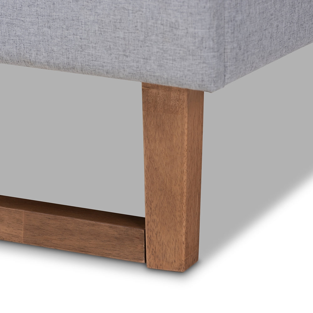 Luciana Light Grey Fabric and Ash Walnut Brown Finished Queen Size Bed