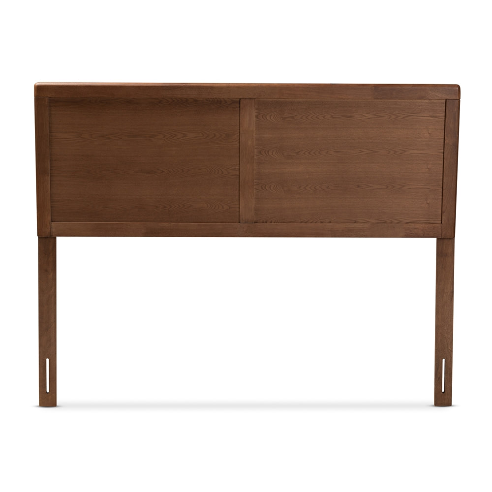 Raya Mid-Century Modern Walnut Brown Finished Wood Queen Size Headboard