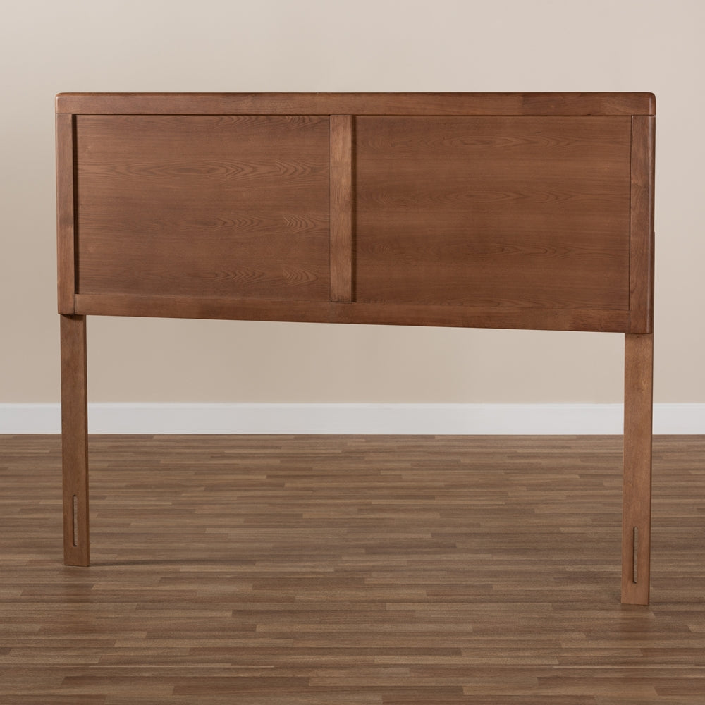 Raya Mid-Century Modern Walnut Brown Finished Wood Full Size Headboard