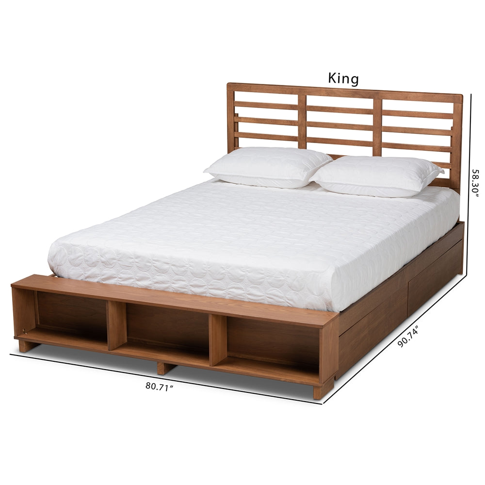 Milana Modern Ash Walnut 4-Drawer King Size Storage Platform Bed